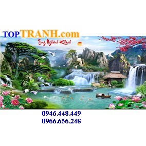 Tranh gắn đá tùng nghênh khách